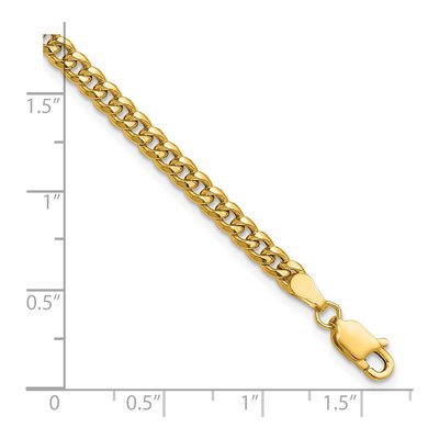 14K Yellow Gold 3.5mm Semi-Solid Miami Cuban Chain Anklet – view 5