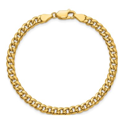 14K Yellow Gold 4.5mm Semi-Solid Miami Cuban Chain Bracelet – view 4