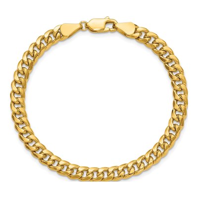 14K Yellow Gold 5.25mm Semi-Solid Miami Cuban Chain Bracelet – view 4