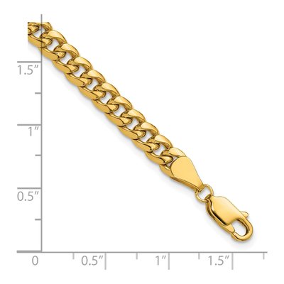 14K Yellow Gold 5.25mm Semi-Solid Miami Cuban Chain Bracelet – view 5