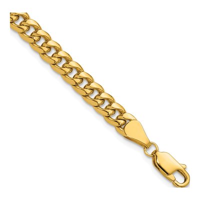 14K Yellow Gold 5.25mm Semi-Solid Miami Cuban Chain Bracelet