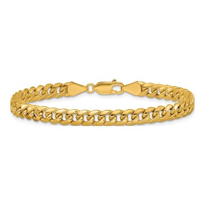 14K Yellow Gold 5.25mm Semi-Solid Miami Cuban Chain Bracelet – view 3
