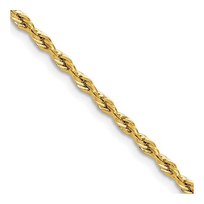 14K Yellow Gold 2.5mm Semi-Solid Rope Chain