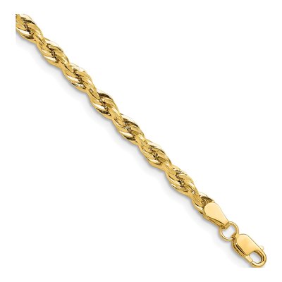 14K Yellow Gold 3.5mm Semi-Solid Rope Chain