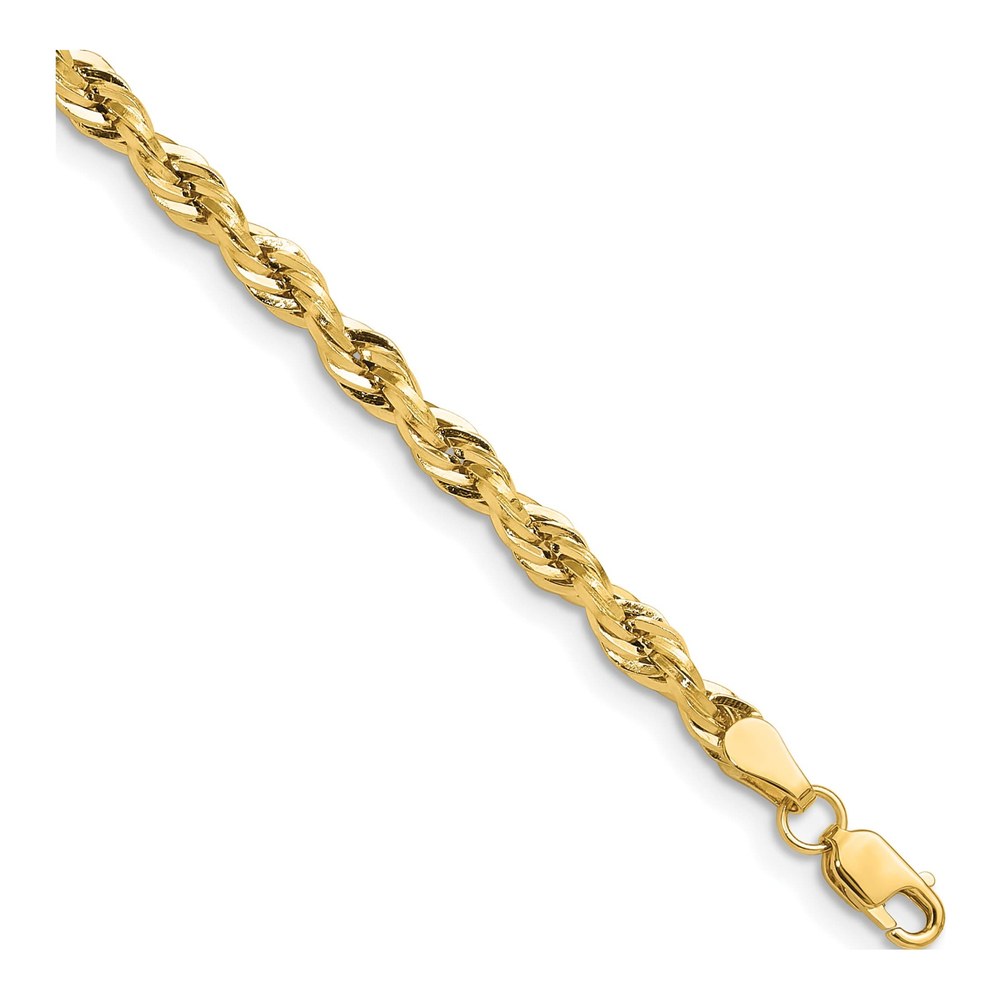 20 Inch 14K Yellow Gold 3.5mm Semi-Solid Rope Chain Necklace with Lobster Clasp