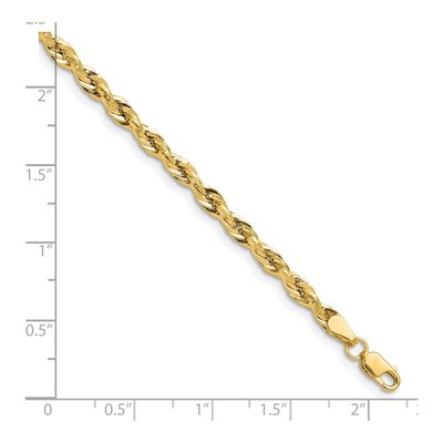 14K Yellow Gold 3.5mm Semi-Solid Rope Chain Bracelet – view 2