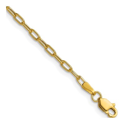 14K Yellow Gold 2.2mm Semi-Solid Beveled Paperclip Chain Anklet