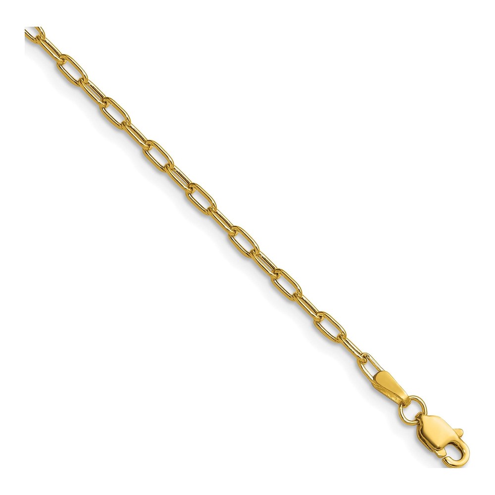 14K 16 Inch 2.2mm Semi-Solid Beveled Paperclip Chain Necklace with Lobster Clasp