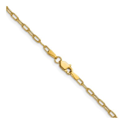 14K Yellow Gold 2.2mm Semi-Solid Beveled Paperclip Chain – view 4