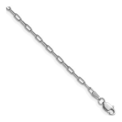 14K White Gold 2.2mm Semi-Solid Beveled Paperclip Chain
