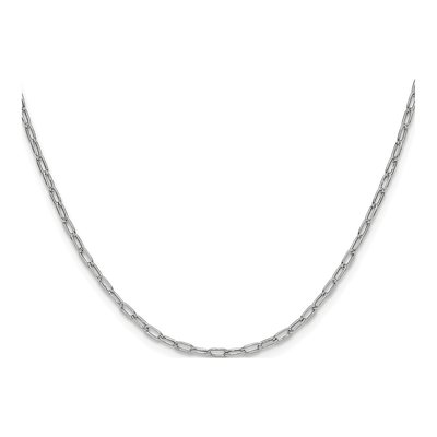 14K White Gold 2.2mm Semi-Solid Beveled Paperclip Chain – view 2