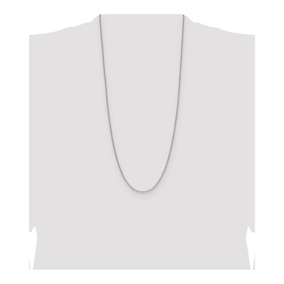 14K White Gold 2.2mm Semi-Solid Beveled Paperclip Chain – view 4