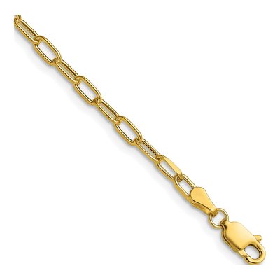 14K Yellow Gold 2.97mm Semi-Solid Beveled Paperclip Chain Anklet