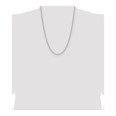 14K White Gold 2.97mm Semi-Solid Beveled Paperclip Chain – view 5