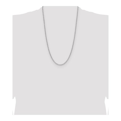 14K White Gold 2.97mm Semi-Solid 26-Inch Beveled Paperclip Chain – view 5
