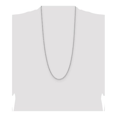14K White Gold 2.97mm Semi-Solid Beveled Paperclip Chain – view 5