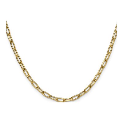 14K Yellow Gold 3.68mm Semi-Solid Beveled Paperclip Chain – view 3
