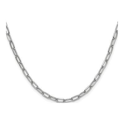 14K White Gold 3.68mm Semi-Solid Beveled Paperclip Chain – view 3