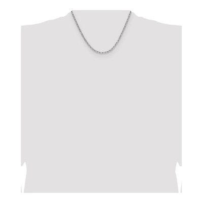 14K White Gold 3.68mm Semi-Solid Beveled Paperclip Chain – view 5