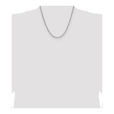 14K White Gold 3.68mm Semi-Solid Beveled Paperclip Chain – view 5