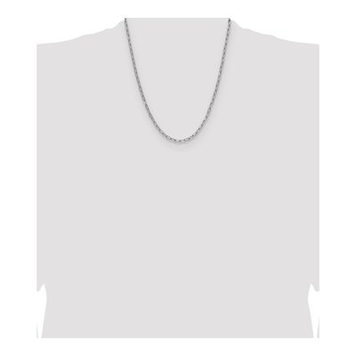 14K White Gold 3.68mm Semi-Solid Beveled Paperclip Chain – view 5