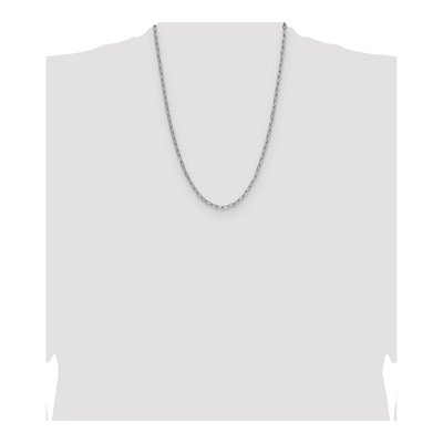 14K White Gold 3.68mm Semi-Solid Beveled Paperclip Chain – view 5