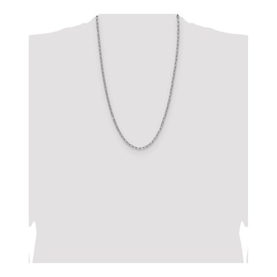 14K White Gold 3.68mm Semi-Solid Beveled Paperclip Chain – view 5