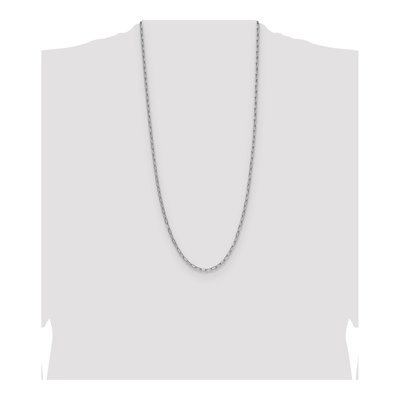 14K White Gold 3.68mm Semi-Solid Beveled Paperclip Chain – view 5