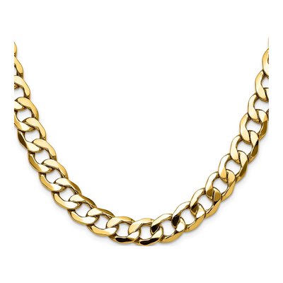 14K Yellow Gold 11.2mm Semi-Solid Curb Chain – view 2