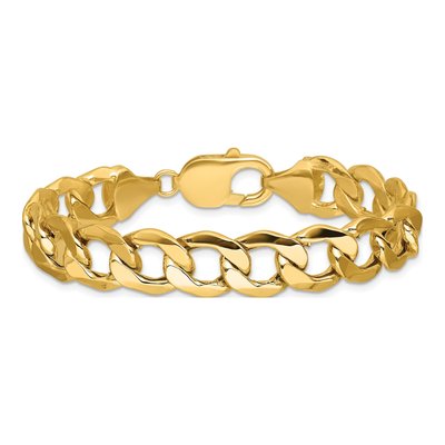 14K Yellow Gold 11.2mm Semi-Solid Curb Chain Bracelet – view 3