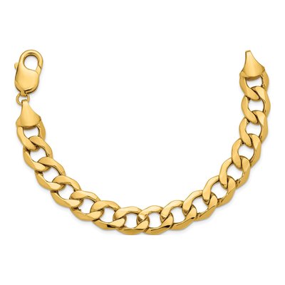 14K Yellow Gold 11.2mm Semi-Solid Curb Chain Bracelet – view 4