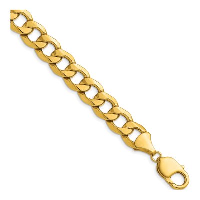 14K Yellow Gold 11.2mm Semi-Solid Curb Chain Bracelet