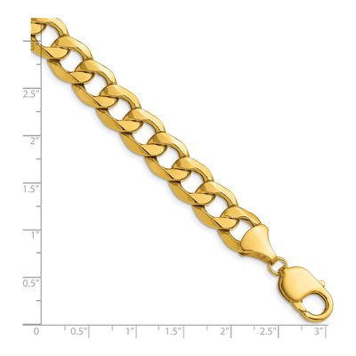 14K Yellow Gold 11.2mm Semi-Solid Curb Chain Anklet – view 2