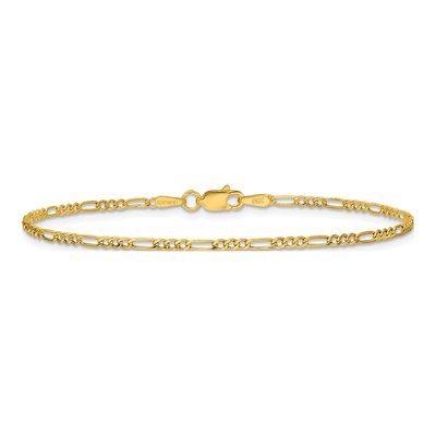 14K Yellow Gold 1.9mm Semi-Solid Figaro Chain Bracelet – view 3