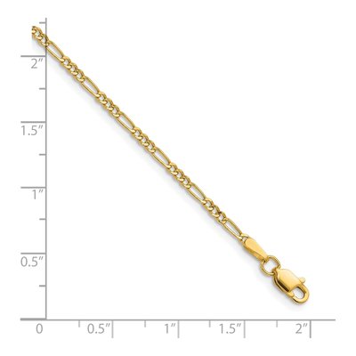 14K Yellow Gold 1.9mm Semi-Solid Figaro Chain Anklet – view 2