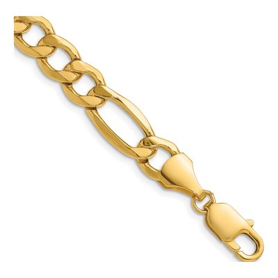 14K Yellow Gold 9.46mm Semi-Solid Figaro Chain