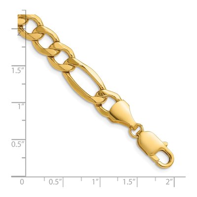 14K Yellow Gold 9.46mm Semi-Solid Figaro Chain Bracelet – view 2