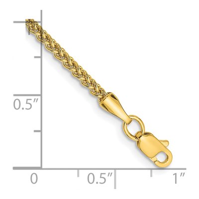 14K Yellow Gold 2mm Semi-Solid Wheat Chain Anklet – view 2