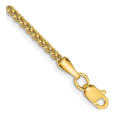 14K Yellow Gold 2mm Semi-Solid Wheat Chain Anklet