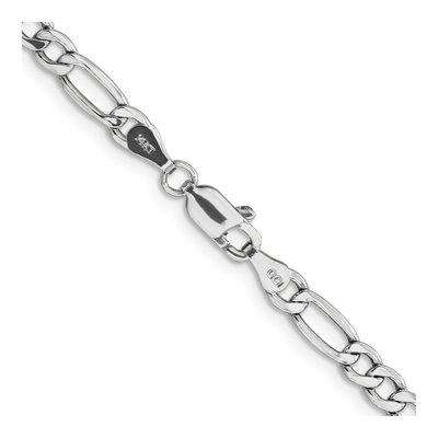 14K White Gold 4.4mm Semi-Solid Figaro Chain – view 3