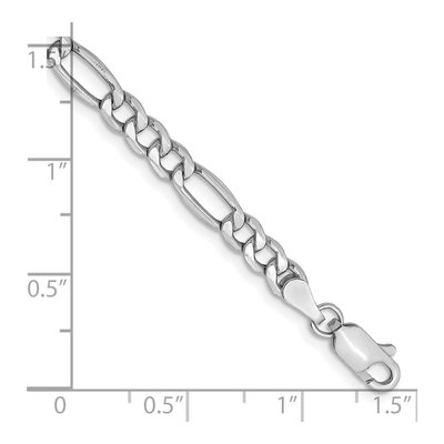 14K White Gold 4.4mm Semi-Solid Figaro Chain Bracelet – view 2
