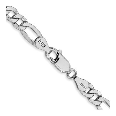 14K White Gold 5.75mm Semi-Solid Figaro Chain – view 3