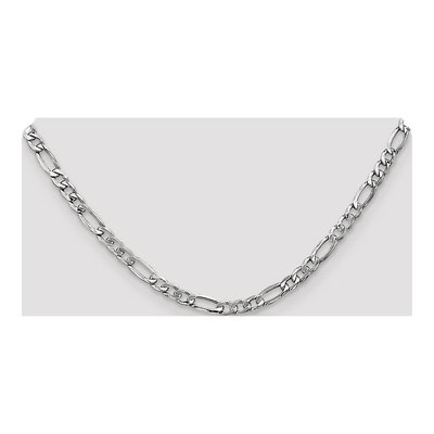 14K White Gold 5.75mm Semi-Solid Figaro Chain – view 4