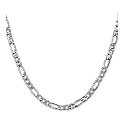 14K White Gold 5.75mm Semi-Solid Figaro Chain – view 2