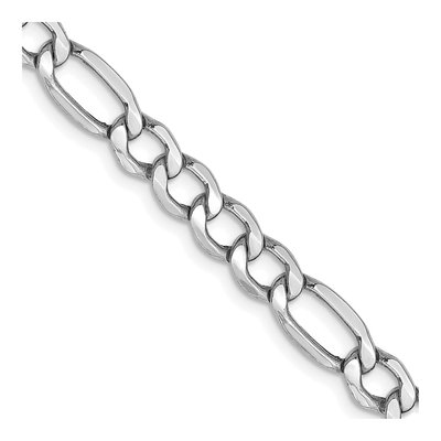 14K White Gold 5.75mm Semi-Solid Figaro Chain