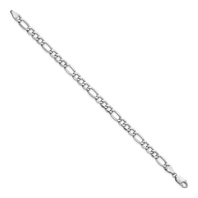 14K White Gold 5.75mm Semi-Solid Figaro Chain Bracelet – view 2