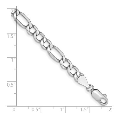 14K White Gold 5.75mm Semi-Solid Figaro Chain Bracelet – view 3