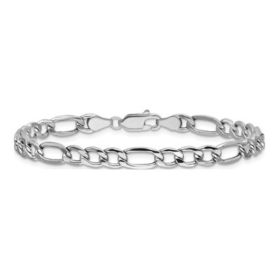 14K White Gold 5.75mm Semi-Solid Figaro Chain Bracelet – view 4