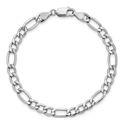 14K White Gold 5.75mm Semi-Solid Figaro Chain Bracelet – view 5