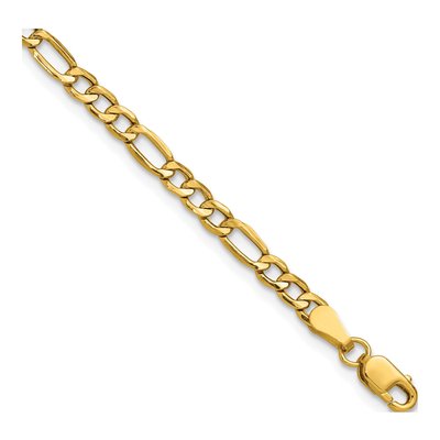 14K Yellow Gold 3.5mm Semi-Solid Figaro Chain Bracelet